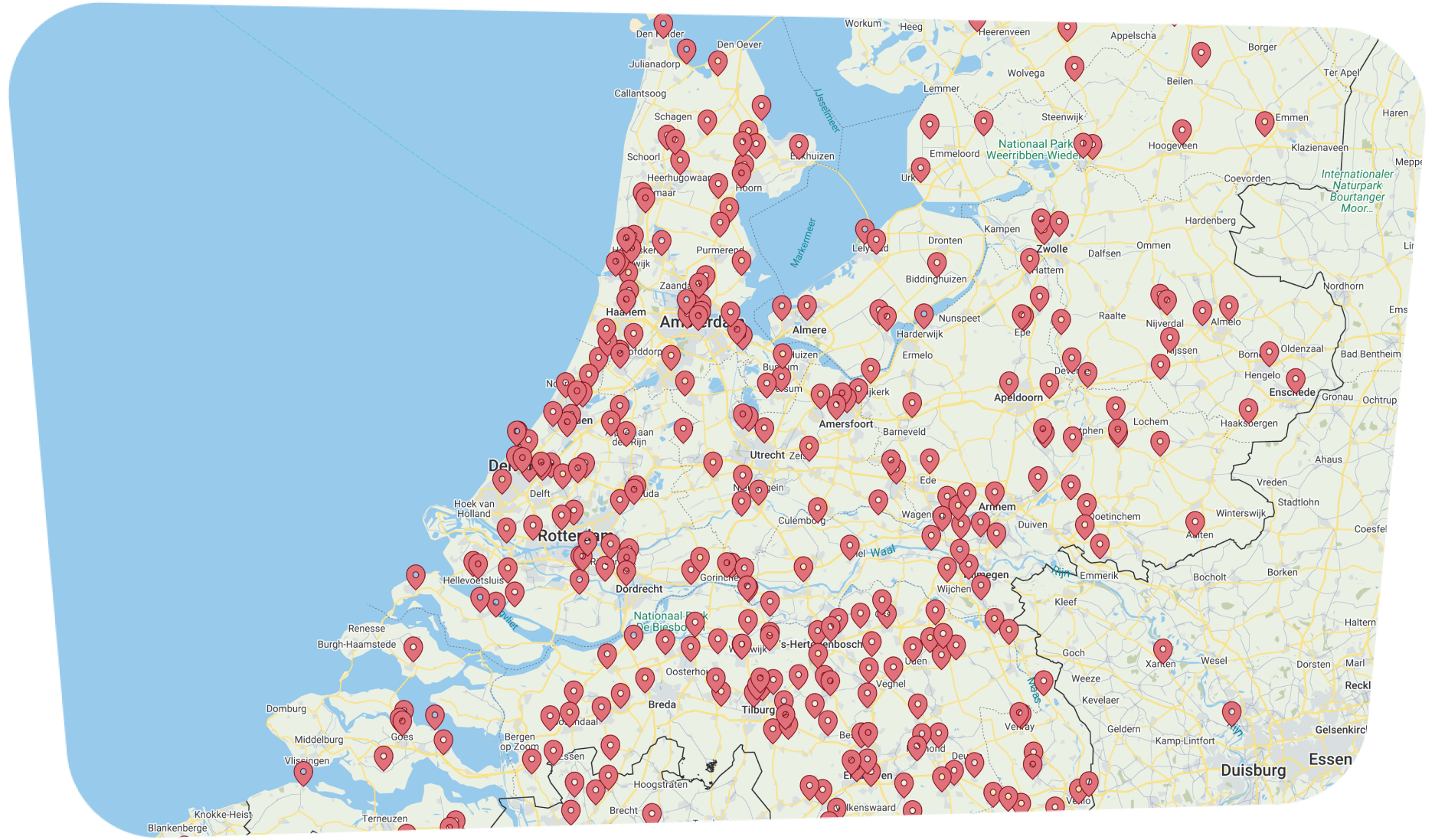 kaart van locatie fabriekswinkel